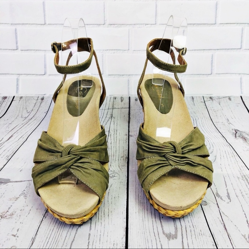 EARTHIES Sonzi Fern Wedge Sandals Green Size 9 - Picture 2 of 8